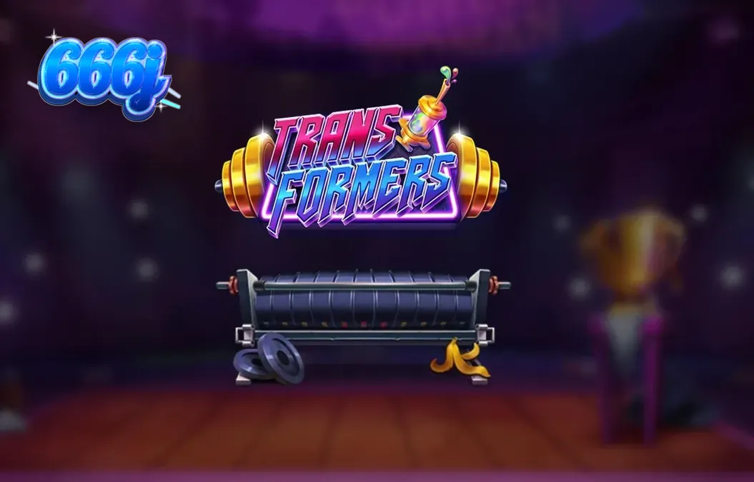 Tampilan visual agresif dan neon dari slot Transformers dengan karakter Brosephine di latar belakang.